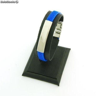 Stahl und Gummi mit Greca 7 mm dunkel blau Armband