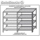 Stainless steel bolt-on shelf - modular unit - height cm 180 - 4 perforated