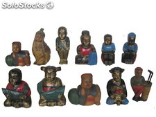 Statue di bimbi Thai in legno di acacia. Stock 44-