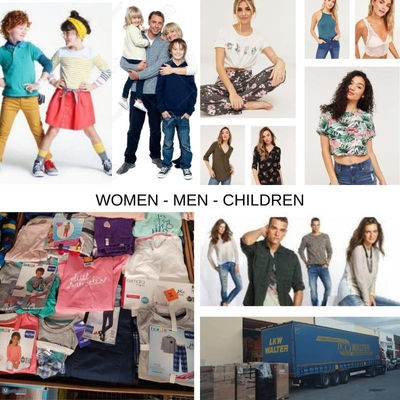 Stock abbigliamento donna, uomo e bambino lotto assortito