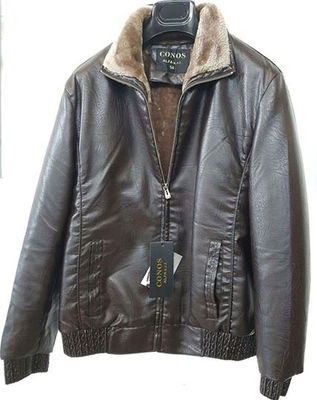 Stock de jaqueta de couro falso forrado a pele real para homen - Foto 4