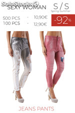 Stock jeans pants sexy woman s/s