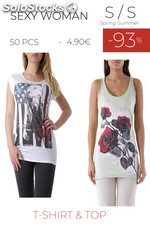 Stock woman t-shirt and top sexy woman s/s