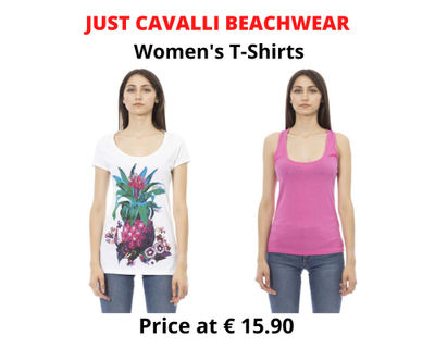 Stock women&#39;s t-shirts just cavalli beachwear