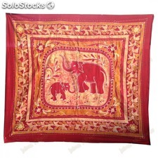 Stoff baumwolle-indien - familie elefant - 210 x 240 cm