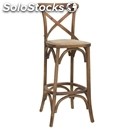 Stool-mod. ht37-distressed wood frame-seat in rattan-76 cm seat height-for