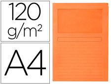 Subcarpeta cartulina q-connect din A4 naranja con ventana transparente 120 gr