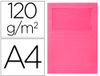 Subcarpeta cartulina q-connect din A4 rosa con ventana transparente 120 gr