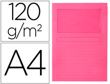 Subcarpeta cartulina q-connect din A4 rosa con ventana transparente 120 gr