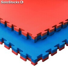 Suelo tatami puzzle 100 x 100 x 4 cm Rojo-Azul