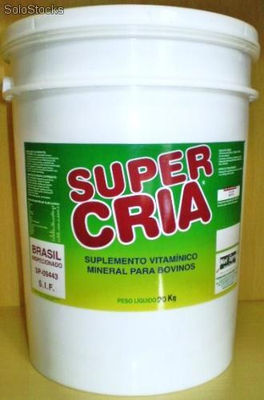 Super cria É um suplemento mineral e vita minico com promotor de crescimento.