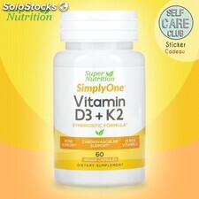 Super Nutrition, Vitamines D3 + K2, 60 capsules végétariennes