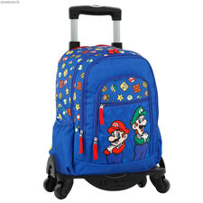SuperMario School Backpack Mario et Luigi Double Compartiment + Toybags 360º