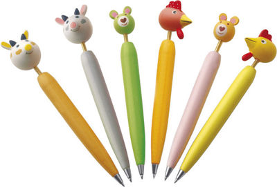 Surtido 6 bolígrafos con cabeza de animales de granja