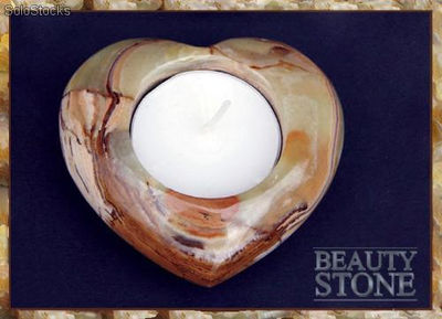 Świecznik w kształcie serca 7,5 cm - onyks - tealight