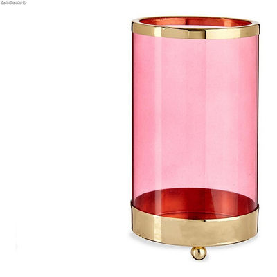 Świeczniki Różowy Złoty Cylinder 9,7 x 16,5 x 9,7 cm Metal Szkło