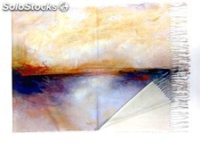 Szalik malowany - imitacja obrazu Abstrakcja jezioro