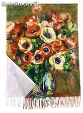 Szalik malowany - imitacja obrazu Bukiet kwiatów w wazonie