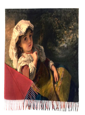 Szalik malowany - imitacja obrazu Dziewczynka