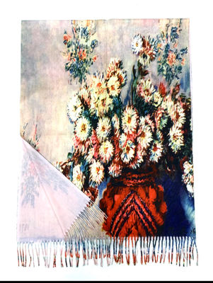 Szalik malowany - imitacja obrazu Kwiaty w czerwonym wazonie