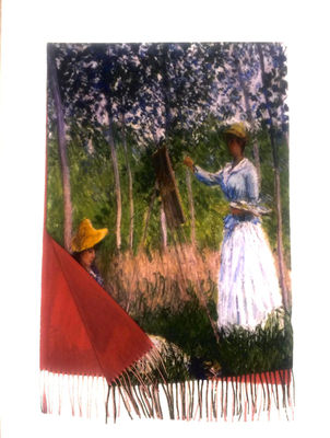 Szalik malowany - imitacja obrazu Malarka i Modelka