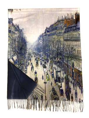 Szalik malowany - imitacja obrazu Miejska ulica