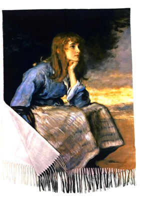 Szalik malowany - imitacja obrazu Zadumana Dziewczyna