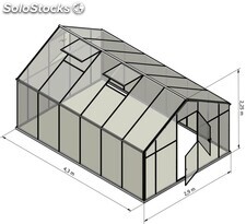 Szklarnia Sanus XL-12 wymiar 2,9x4,3m H=2,25m 12,5m2 poliwęglan 6mm