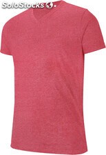 T-shirt de manga curta com decote V em poliéster algodão