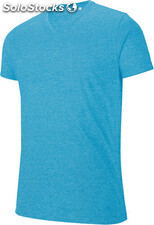 T-shirt de manga curta com decote V em poliéster algodão