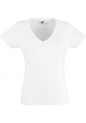 t-shirt femme col v valueweight fruit of the loom impression coeur et dos - Photo 4