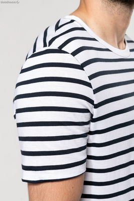 T-shirt manica corta a righe stile marinaio con tasca - Foto 4