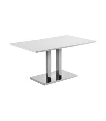 tabela com um mdf brilho branco lacado. foot - base de aço inoxidável. 76x150x80