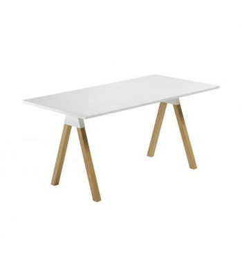 tabela design escandinavo na combinação de madeira lacada a branco - cinza