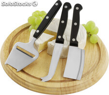 Tabla madera para quesos con utensilios de corte