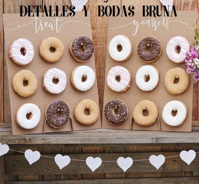 Tabla Muro para Donuts Blanco Oro Grande - Soporte para Donuts Barato -  Expositor Donuts Boda Comunion