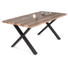 Table à manger dakota 6 personnes pieds forme en x design industriel 160 cm