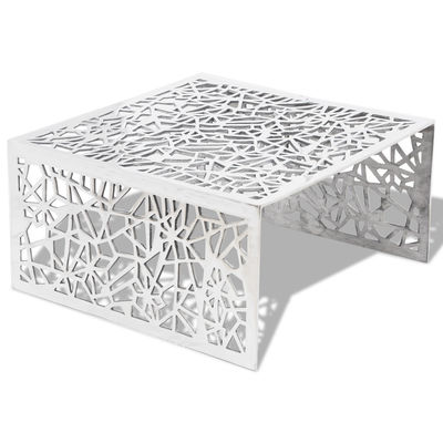 Table basse en aluminium avec design géométrique ajouré Argent - Photo 2