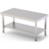 Table centrale en acier inoxydable avec étagère 1400x600x850 mm