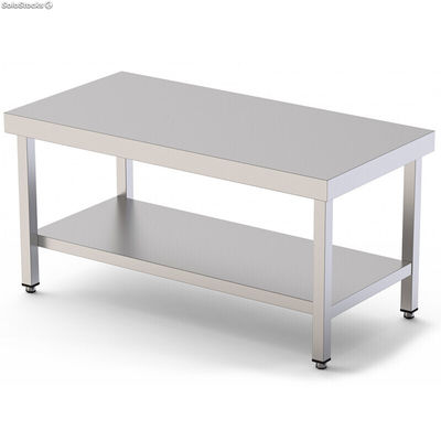 Table centrale en acier inoxydable avec étagère 1400x700x850 mm