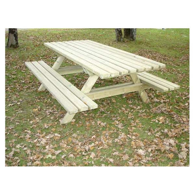 table de pique nique en bois champêtre rectangulaire 1,5 m + 2 bancs