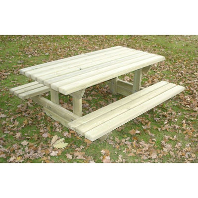 table de pique-nique en bois junior rectangulaire 1,5 m + 2 bancs