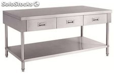 Table de travail acier inox avec 3 tiroirs et 1 étagère 100X60X85