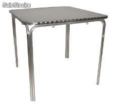 Table en aluminium double pied avec plateau en filature inox mesa 70