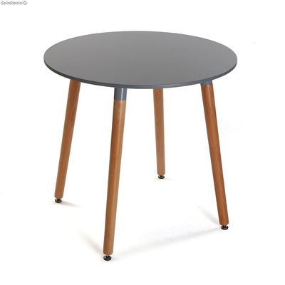Table en bois en gris, modèle Round (80 cm) - Sistemas David