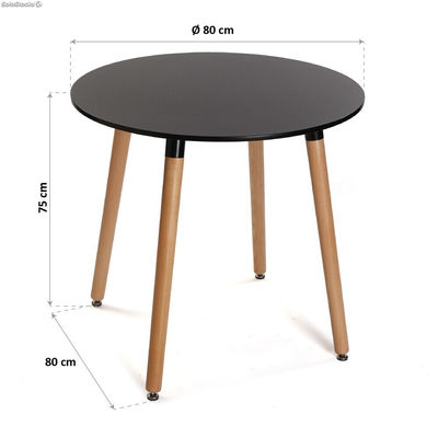 Table en bois en noir, modèle Round (80 cm) - Sistemas David - Photo 4