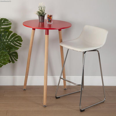 Table en bois en rouge, modèle &amp;quot;Round&amp;quot; - Sistemas David - Photo 2