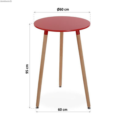 Table en bois en rouge, modèle &amp;quot;Round&amp;quot; - Sistemas David - Photo 3