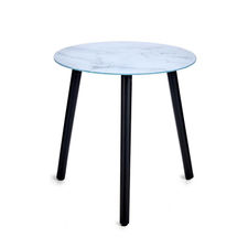 Table en cristal effet marbre Blanc