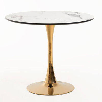 Table Kolio Golden 80 cm Marbre - Blanc